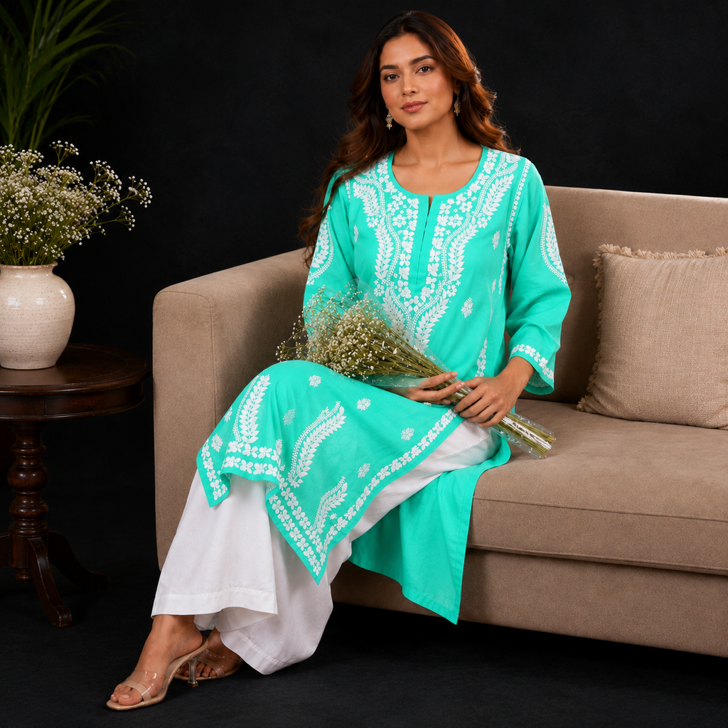 Hand-Embroidered Modal Kurta