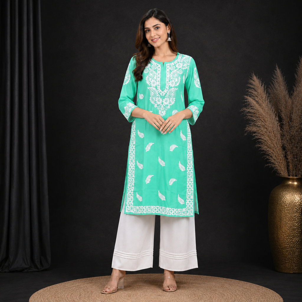 Hand-Embroidered Modal Kurta
