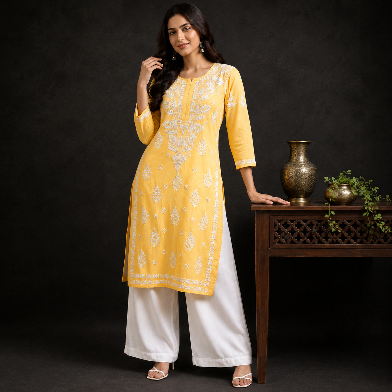Hand-Embroidered Modal Kurta