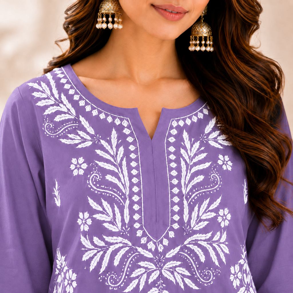 Modal Chikankari Short Kurti