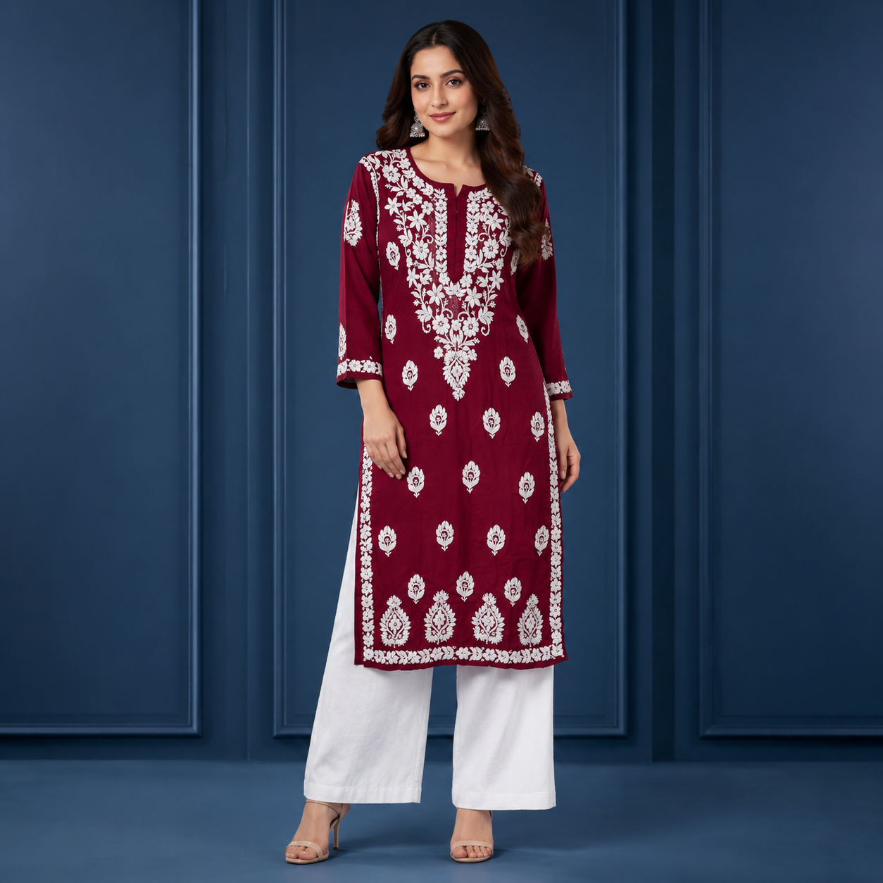 Hand-Embroidered Modal Kurta