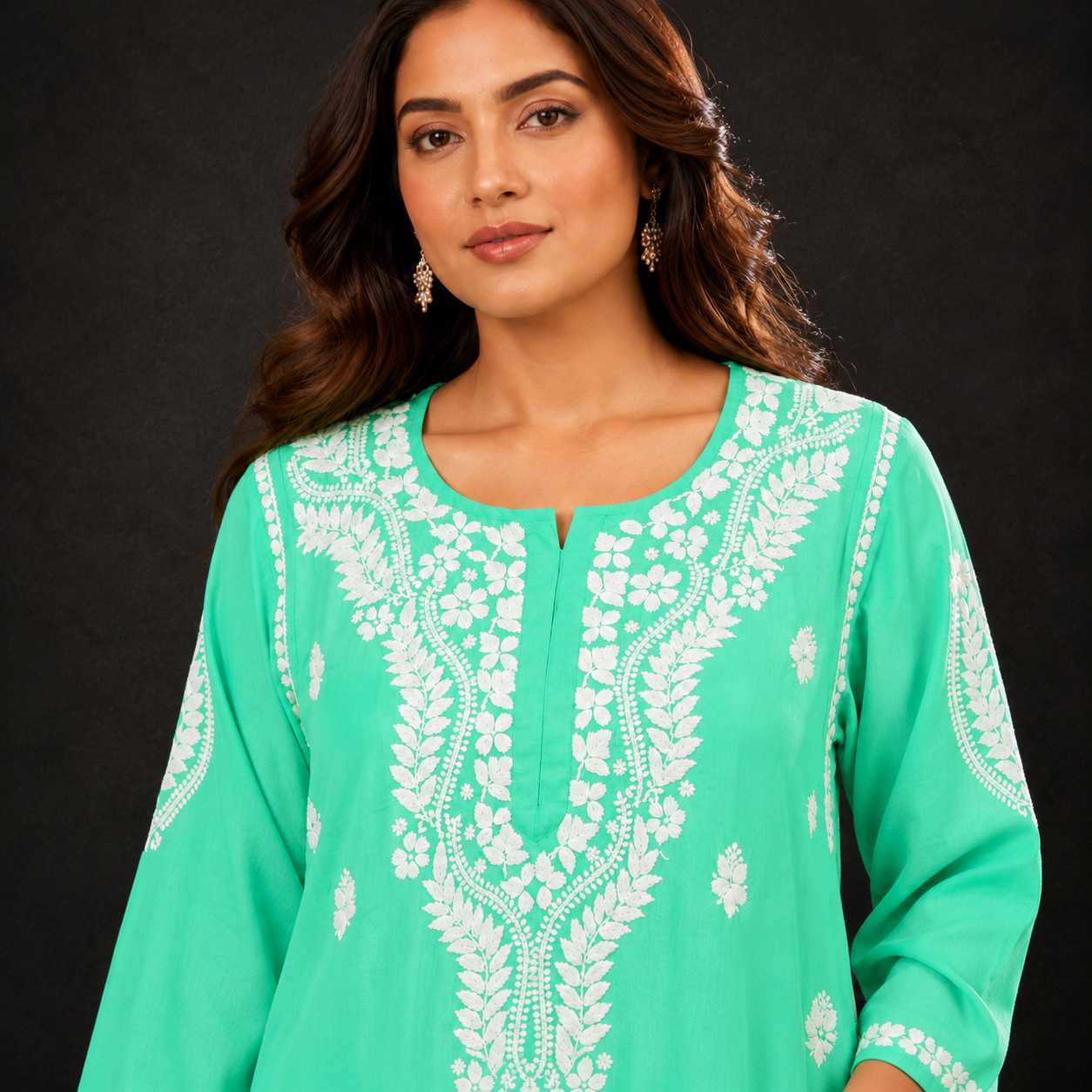 Hand-Embroidered Modal Kurta