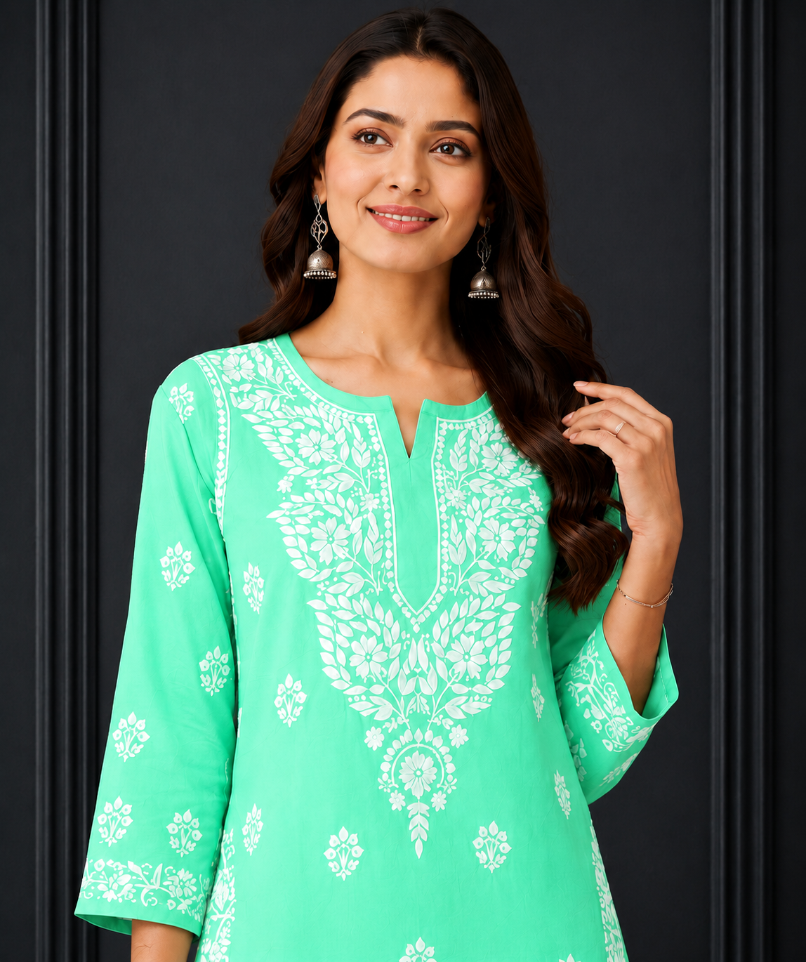 Hand-Embroidered Modal Kurta