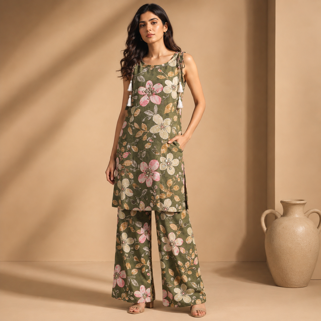 Olive Blossom Floral Co-Ord Set