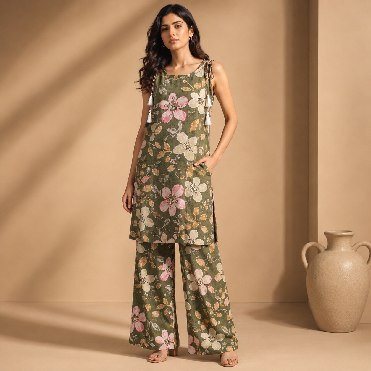 Olive Blossom Floral Co-Ord Set