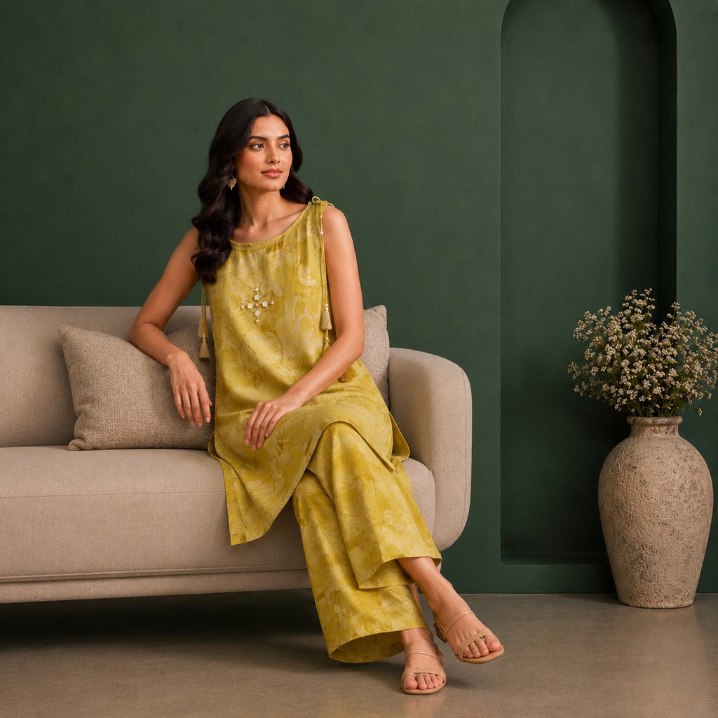 Golden Mirage Mirror Work Co-ord Set