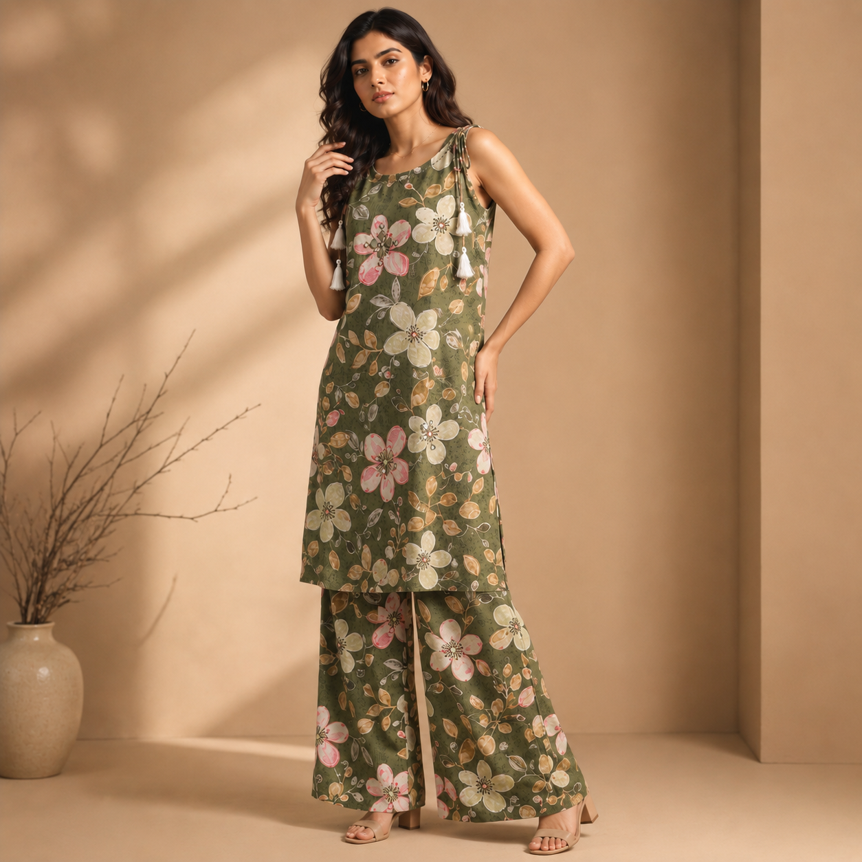 Olive Blossom Floral Co-Ord Set