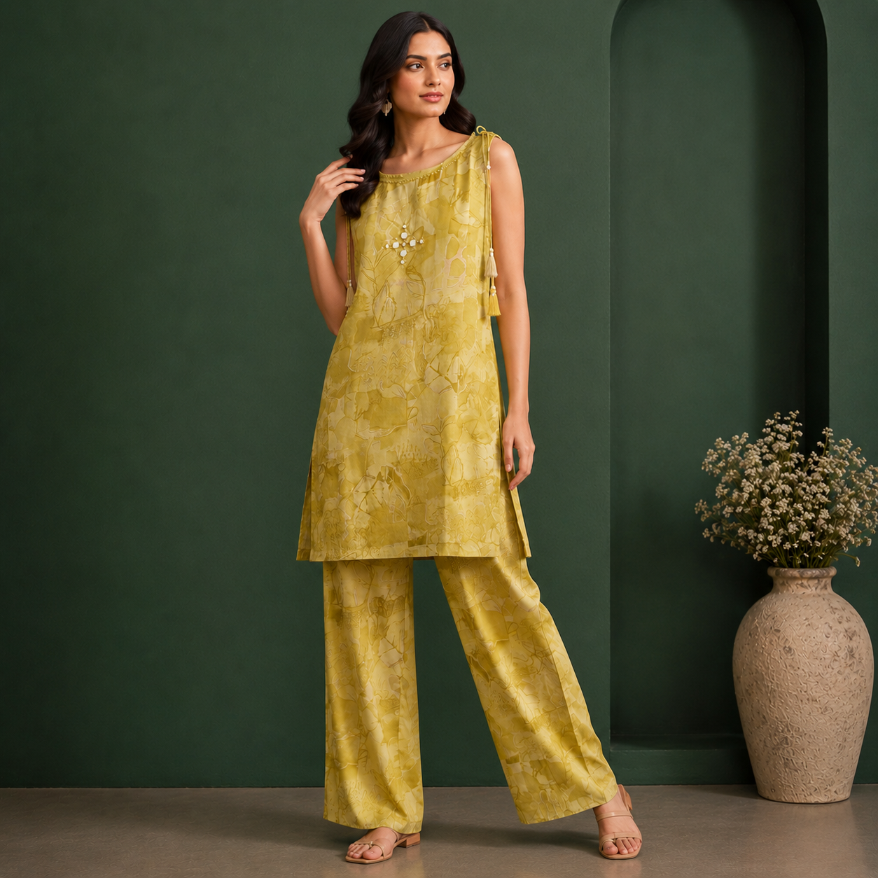 Golden Mirage Mirror Work Co-ord Set
