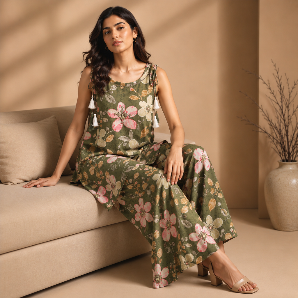 Olive Blossom Floral Co-Ord Set